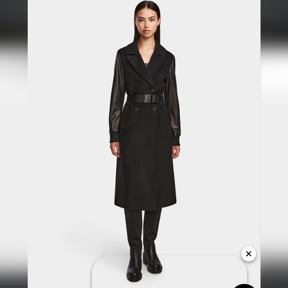 RUDSAK Marylin women's wool coat with leather sleeves